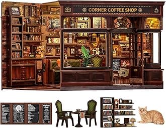 - Fsolis Book Nook Kit - DIY 3D Puzzles for Adults Coffee House Library Model Bookshelf Diorama Building Kit, Craft Gifts for Women Readers Book Lovers (Corner Coffee Shop)