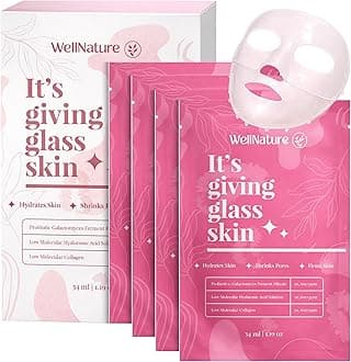 Wellnature™ The Original Overnight Real Deep Mask - It's Giving Glass Skin Hydrating Hydrogel Turns Transparent Sleep Mask Bio-Collagen Oligo-Hyaluronic Acid, Skincare Gift, Pack of 4