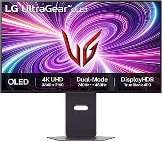 LG UltraGear OLED Gaming Monitor 32GS95UV-B, 32 inch UHD 4K, Dual mode 4K: 240Hz / FHD: 480Hz, 0.03ms Response Time, NVIDIA G-Sync & AMD FreeSync Premium Pro, 7W Stereo speakers, DisplayPort, HDMI 2.1