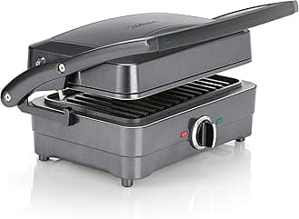 Style Collection 2-In-1 Grill and Sandwich Maker, Midnight Grey