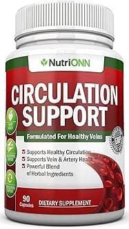 Blood Circulation Support - All Herbal Supplement For Healthy Blood Flow, Arteries & Veins - Promotes Leg Comfort - With Hawthorn, Niacin, L-Arginine, Butcher’s Broom, Cayenne Pepper, Horse Chestnut