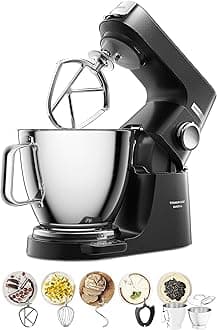 KENWOOD Stand Mixer Metal Body Kitchen Machine TITANIUM CHEF BAKER XL with Built-in Weighing Scale, DuoBowl (7L + 5L SS Bowl), K-Beater, Whisk, Dough Hook, Creaming Beater KVL85.004BK Black
