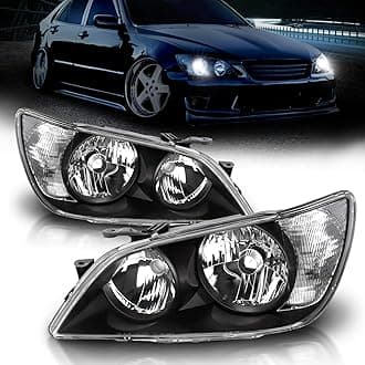AmeriLite for 2001-2005 Lexus IS300 Projector Black OE Type Replacement Headlights Assembly Set - Passenger and Driver Side