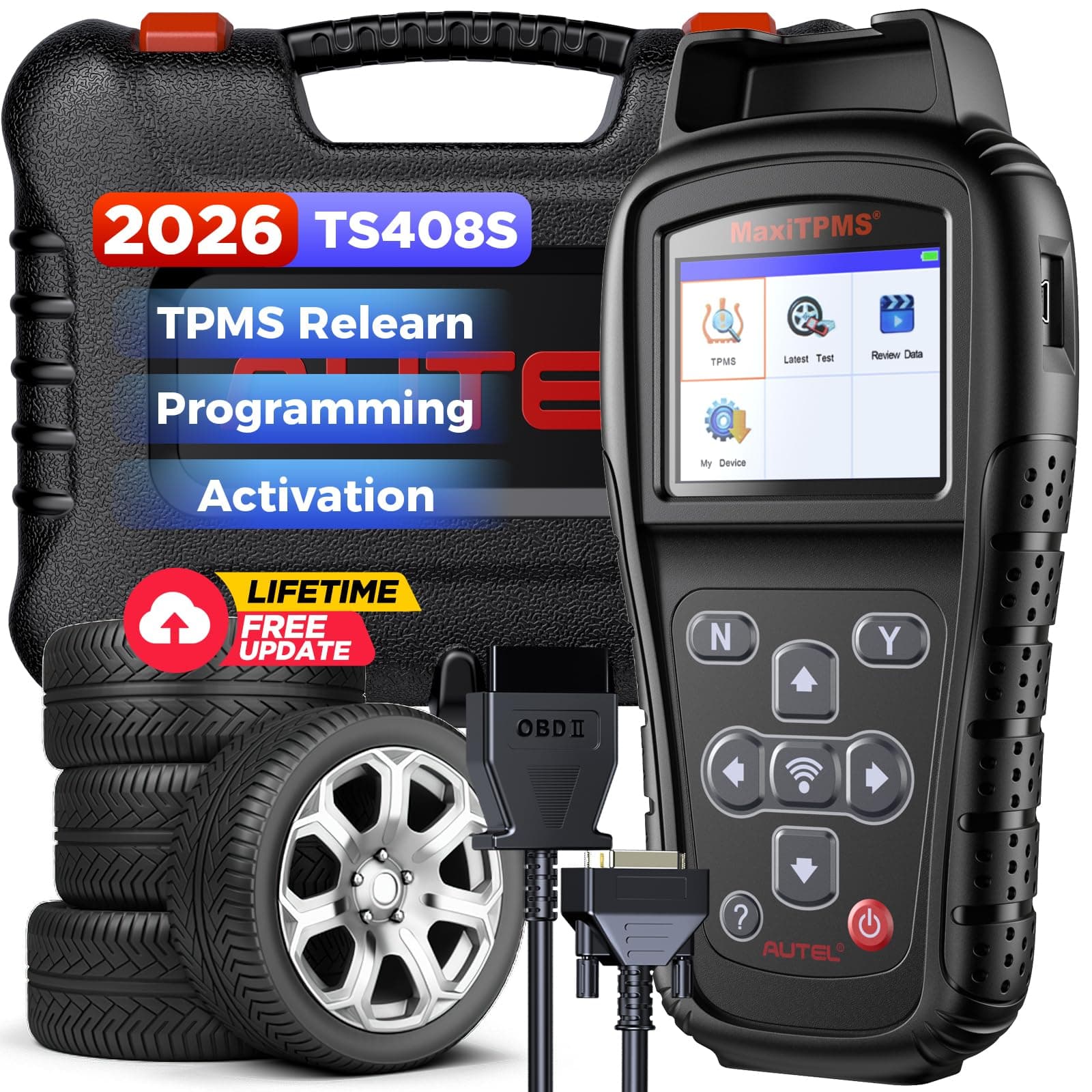 MaxiTPMS TS408S 2026, TPMS Programming Tool Upgrade of TS501 TS508, All Sensors Relearn Activate Tool, Program Autel MX-Sensor 315/433MHz, TPMS Reset Read Clear DTCs Lifetime Update