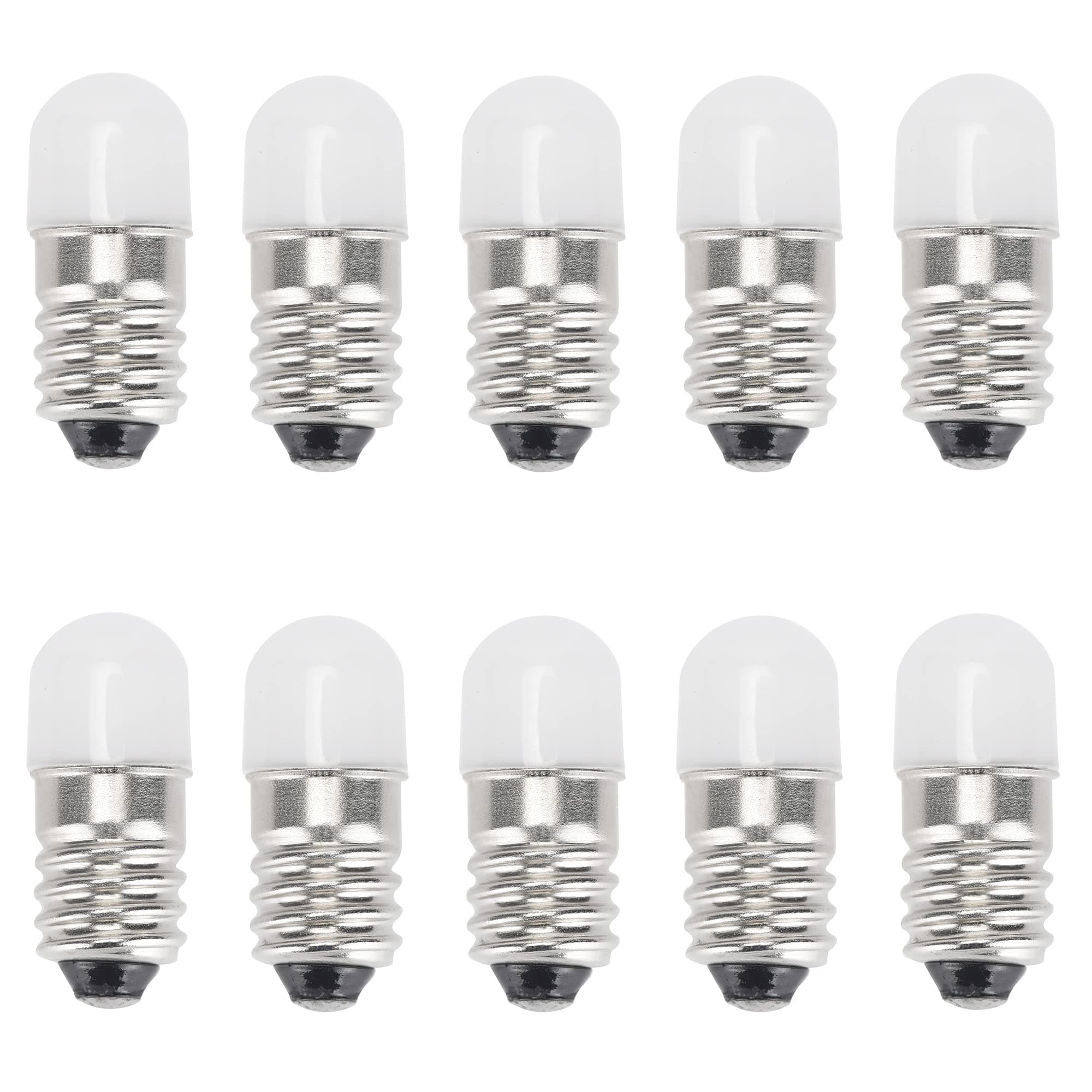 GutReise E10 LED Bulbs 6V Warm White,10pcs AC/DC E10 Miniature Screw LED Lamps 0.5Watts 65Lm (6V, Warm White)