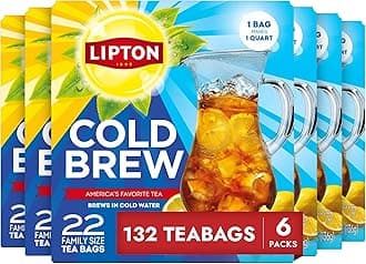 Cold Brew Iced Tea Bags, Family Size Iced Tea Bags, 132 Total Bags (22ct - Pack of 6)