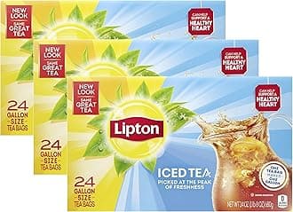 Lipton Black Tea Bags | Unsweetened | Gallon-Sized | 24 Count | Pack of 3