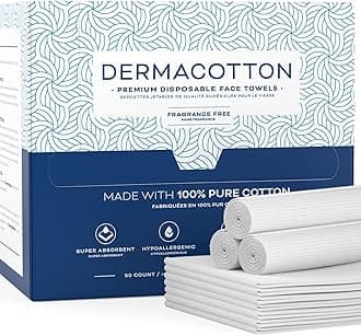 Disposable Cotton Face Towels – Super Soft Face Wipes, Hypoallergenic Makeup Remover Wipes, Suitable for All Skin Types Including Sensitive Skin – Biodegradable Facial Cloths (50 Pack)