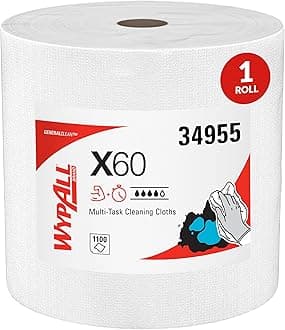 Wypall X60 Reusable Cloths (34955), White, Jumbo Roll, 1100 Sheets / Roll, 1 Roll / Case