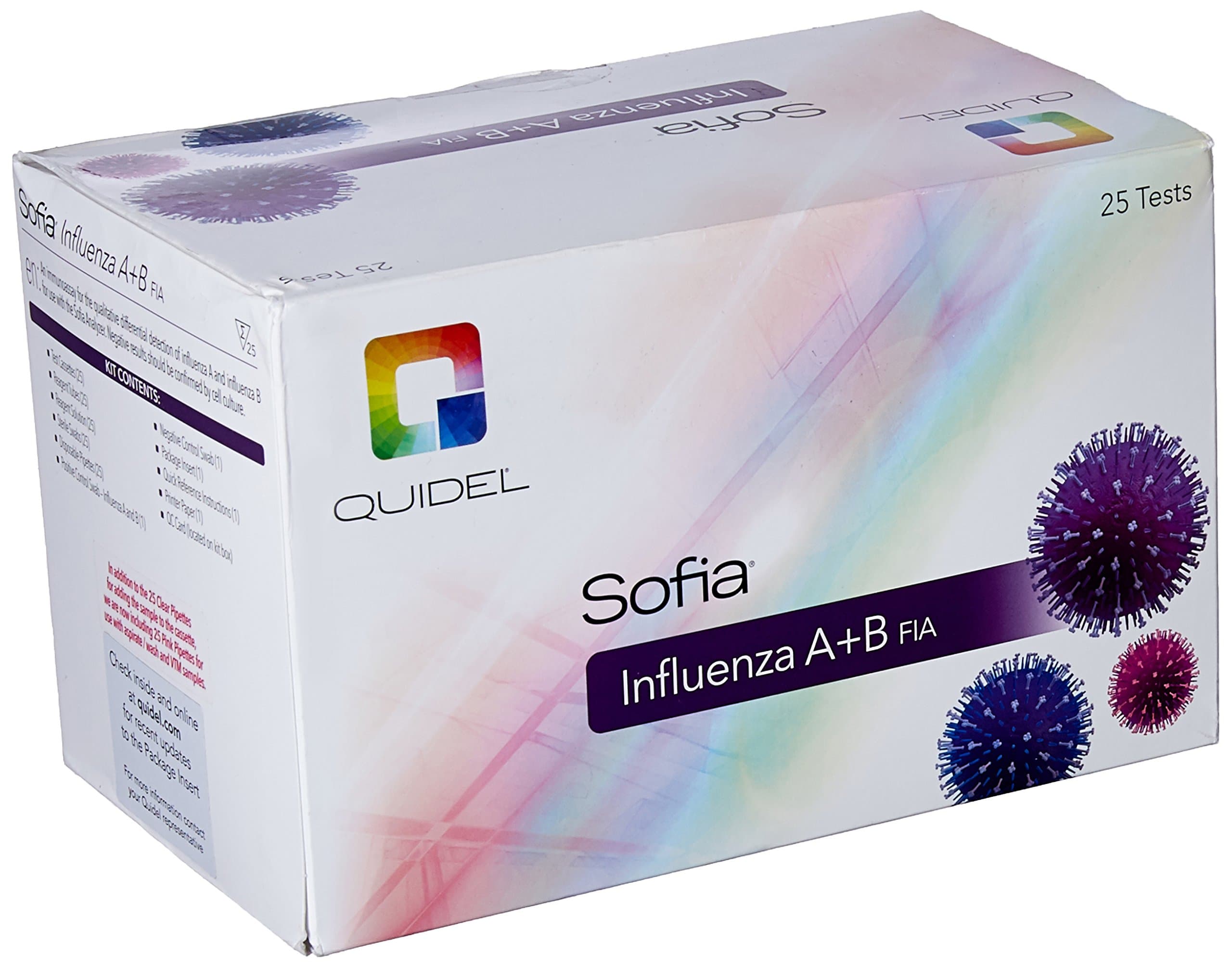 Quidel 20218 Rapid Diagnostic Test Kit Sofia Influenza A+B FIA Influenza A + B Nasal Swab/Nasopharyngeal Swab/Nasal Wash/Nasal Aspirate Sample CLIA Waived (Pack of 25)