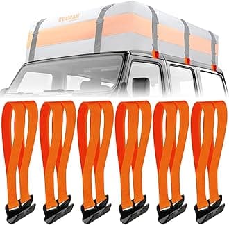 6 Rooftop Cargo Tie Down Hook Straps - Secure Any Car Roof Bag, Roof Rack Cargo Carrier, or Car Top Carrier, Durable and Solid, No Roof Rack Required, Compatible with Most Cars - Registered Patent