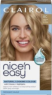 Clairol Nice'n Easy Crème, Natural Looking Oil Infused Permanent Hair Dye, 8C Medium Cool Blonde