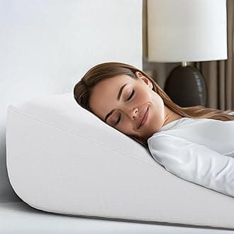 Bed Wedge Pillow for Sleeping with Memory Foam and Ultra Comfortable Topper - Wedge Pillow for Sleep Apnea, Acid Reflux Relief, Gerd, After Surgery and Back Pain Relief (White)