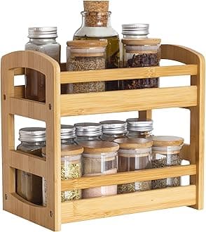 Totally Bamboo 2 Shelf Spice Caddy, Organizer Rack for Kitchen Countertop or Cupboard