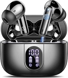Csasan Wireless Earbuds, Bluetooth 5.3 Headphones In Ear with 4 ENC Noise Cancelling Mic, 2025 Mini Deep Bass Stereo Ear Buds, 40H Playtime Bluetooth Earphones, IP7 Waterproof Earbuds