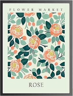 Rose Art Print, Flower Market Poster Wall art Decor, Botanical Floral Artwork for Bedroom, Bathroom, Living room Decoration (Rose, 24x36 inches (Unframed))