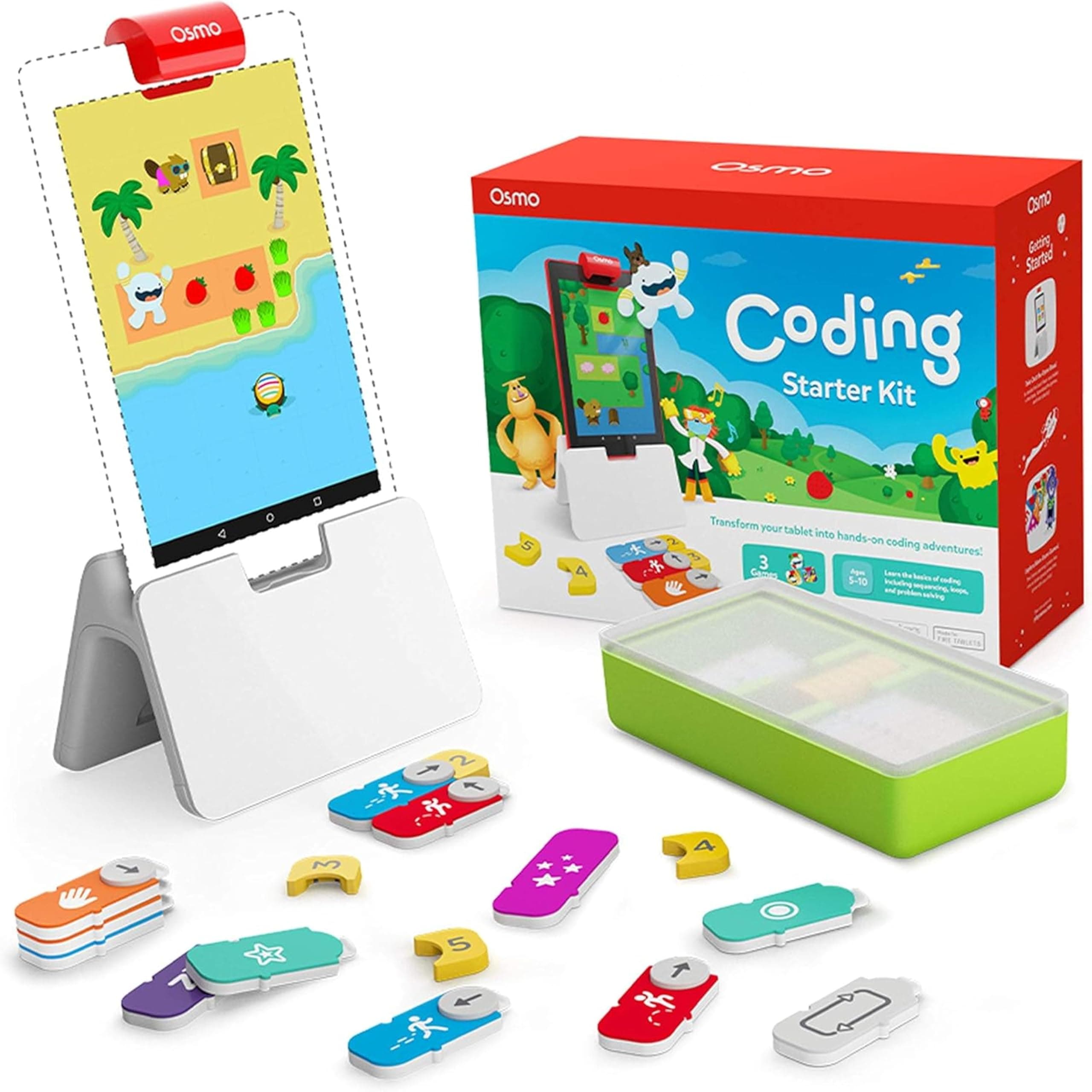Osmo - Coding Starter Kit for Fire Tablet - 3 Educational Learning Games - Ages 5-10+ - Learn to Code, Coding Basics & Coding Puzzles - STEM Toy (Osmo Fire Tablet Base Included)
