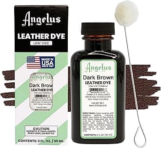 Leather Dye - Flexible Leather Dye for Shoes, Boots, Bags, Crafts, Furniture, & More 3oz, Dauber Included (Dark Brown)