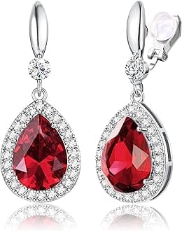 Elegant Clip on Earrings for Women Sparkling Teardrop Dangle Clip Earrings Non-Pierced Rhinestone Cubic Zirconia Wedding Prom Jewelry 14K Gold and Silver Tone