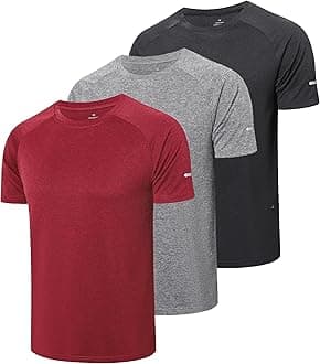 Gaiatiger3 Pack Mens T-Shirts Quick Dry Short Sleeve Tops Moisture Wicking Active Athletic Running Work Shirts