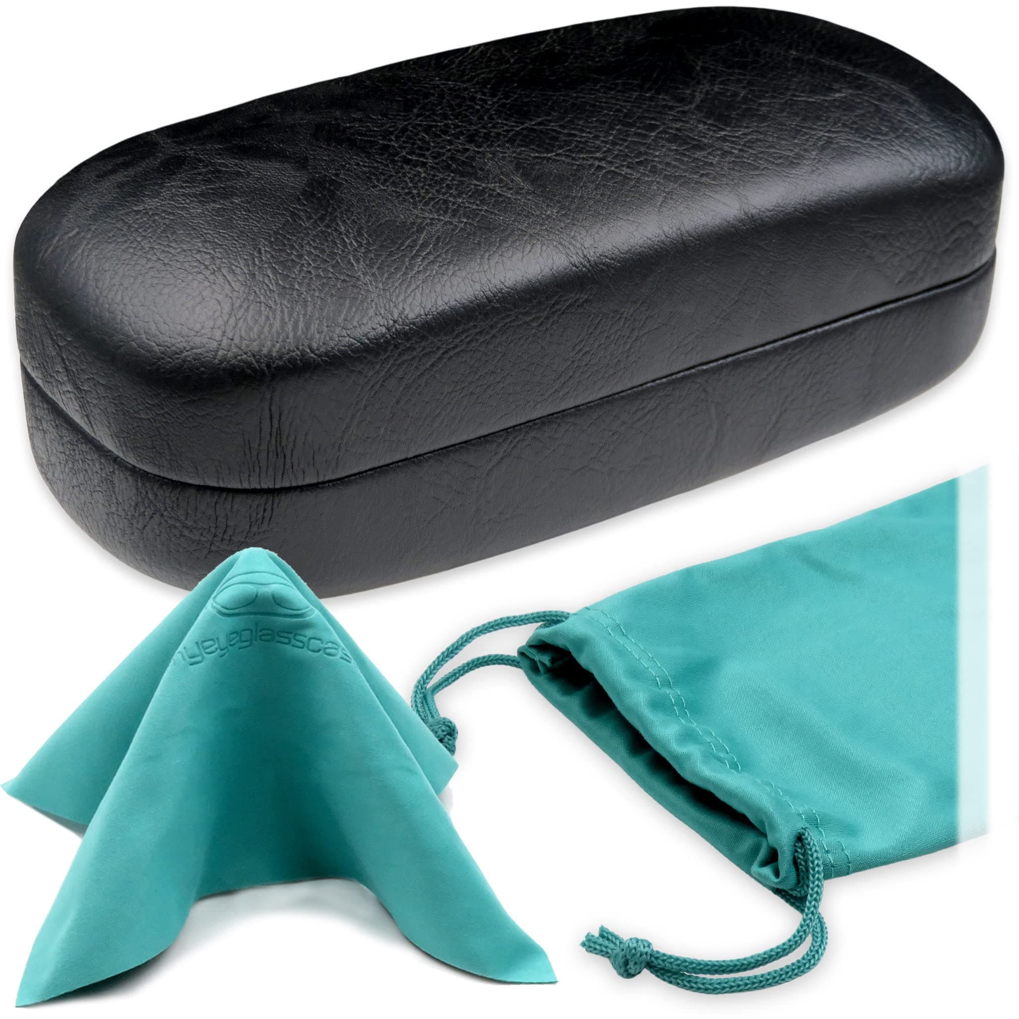 Extra Large Sunglasses case for Straight Rectangle Shape – Over size eyeglasses Holder Includes Pouch & Cloth