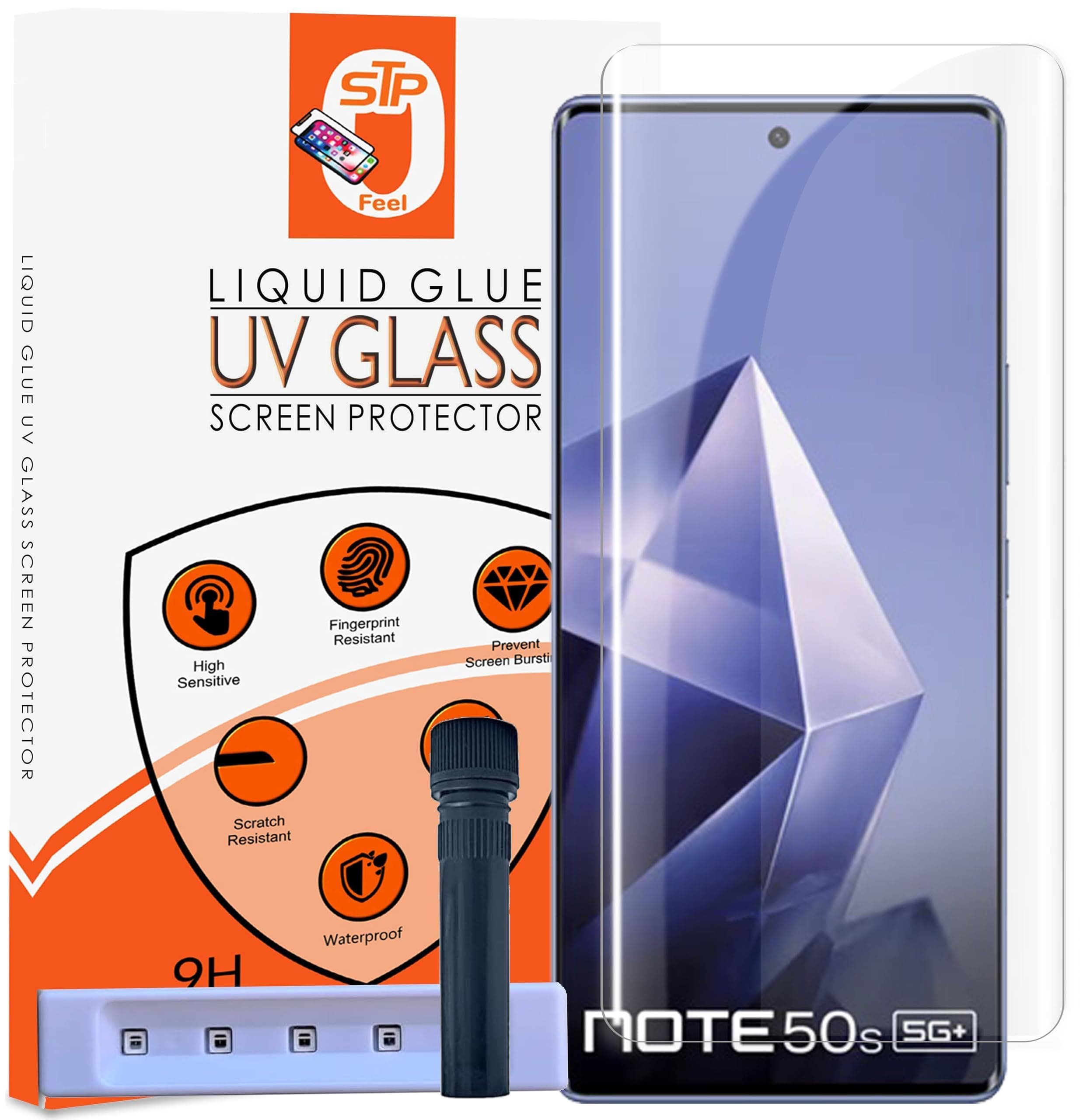 UV HD+ Tempered Glass Screen Protector Guard Compatible For Infinix Note 50S 5G+ (6.78 Inch, Pack of 1) Full Adhesive UV HD+ Curved Case Friendly HD Clarity with easy installation kit