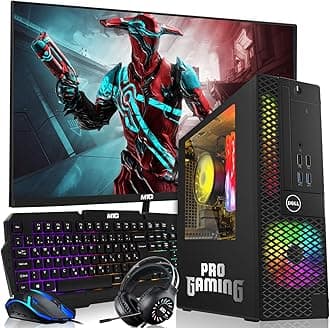 Dell OptiPlex Desktop PC – Intel Core i7, 16GB ARGB RAM, 512GB SSD, 27 Inch Monitor, GT 1030 Graphics, RGB Keyboard with AI Copilot Key, Mouse & RGB Headphones, Windows 11 Home (Renewed)