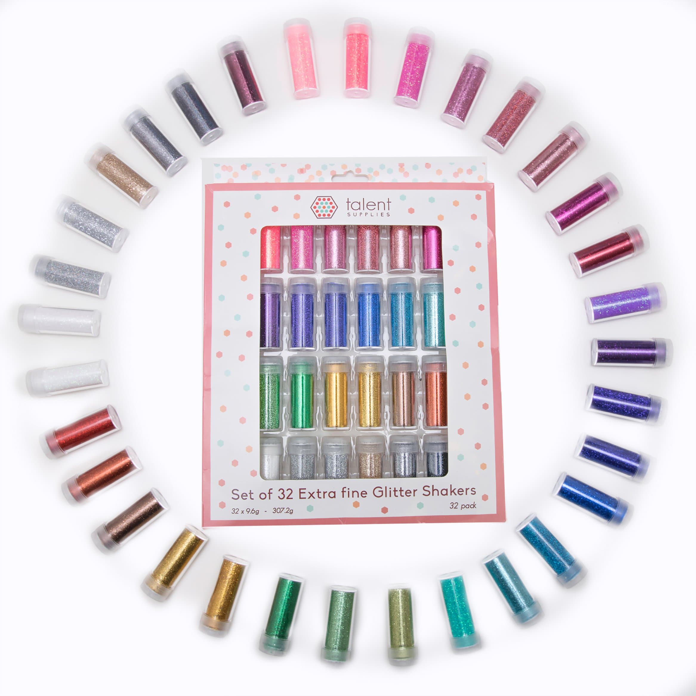 Extra Fine Glitter Set 32 Pack - Non-Toxic Ultra Fine Holographic, Metallic, Iridescent Color Shakers - for Slime Supplies, Art, Crafts, Body, Face, Nail, Hair - Bonus Chunky Glitter Sequin Flakes