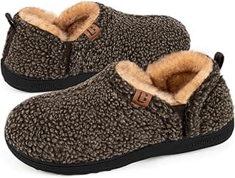 LongBay Men's Slippers Warm Bedroom House Shoes Slip-On Memory Foam Winter House Slippers for Indoor Outdoor