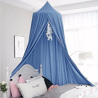 Princess Bed Canopy for Girls, Extra Large Hanging Canopy for Bed, Dreamy Play Tent for Girls Room Bedroom Decoration, Breathable Canopy Bed Curtain for Children Reading Nook - Navy Blue