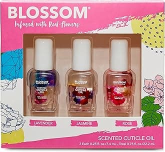 Cuticle Oil for Nails, Hydrating, Moisturizing, Scented Nail Oil Cuticle Care, Infused with Real Flowers, Made in USA, 0.75oz, 3 pack, Mini Gift Set, Lavender/Jasmine/Rose