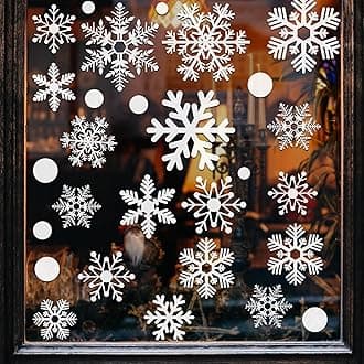 321pcs Christmas Window Decals - 9 Sheets of Snowflakes, Winter & Holiday Designs for Glass Windows
