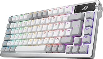 ASUS ROG Azoth 75% Wireless DIY Custom Gaming Keyboard, OLED display, Gasket-Mount, Three-Layer Dampening, Hot-Swappable ROG NX Snow Switches & Keyboard Stabilizers, PBT Keycaps, RGB, UK Layout, White