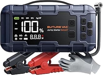 10-in-1 Portable Car Battery Jump Starter with Air Compressor 8000A 160PSI 45W Charger, Jump Starter Jump Box (All Gas 14L Diesel), Car Battery Jumper Starter Portable Jumper Cables, Gloves, Lights