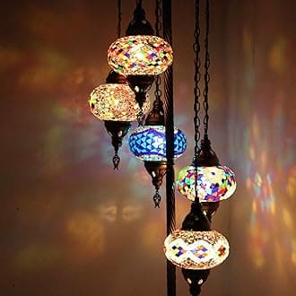Customizable Turkish Moroccan Mosaic Tiffany Floor Lamp Light 5 Globes, for Bedroom Corner Lamps
