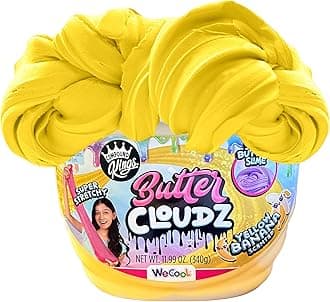 Compound Kings Fluffy Butter Cloudz Scented Large Slime Bucket for Kids – Soft, Squishy, Non-Toxic Sensory Toy | Yellow Banana Slime Gift