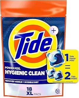 Tide Hygienic Clean Heavy 10x Duty Power PODS Laundry Detergent Pacs Original 18 count For Visible and Invisible Dirt