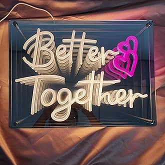 Better Together Neon Sign LED Infinity Mirror neon sign is a gift for wedding,birthday,party, bedroom decorations. Exquisite,Neon Light Signs for Wedding,Room Decor, Bedroom