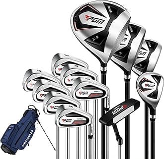 13/18 Pieces Men's Complete Golf Club Set with Driver, Fairway, Hybrid, Irons, Putter, Stand Bag & Headcovers - Ideal for Beginners (Standard/+1inch Sizes)