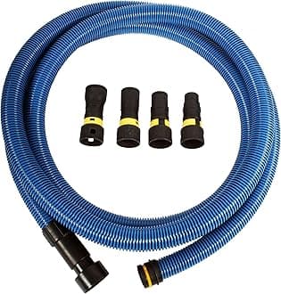 95193 16 Ft. Antistatic Vacuum Hose for Shop Vacs with Expanded Multi-Brand Power Tool Adapter Set, Blue