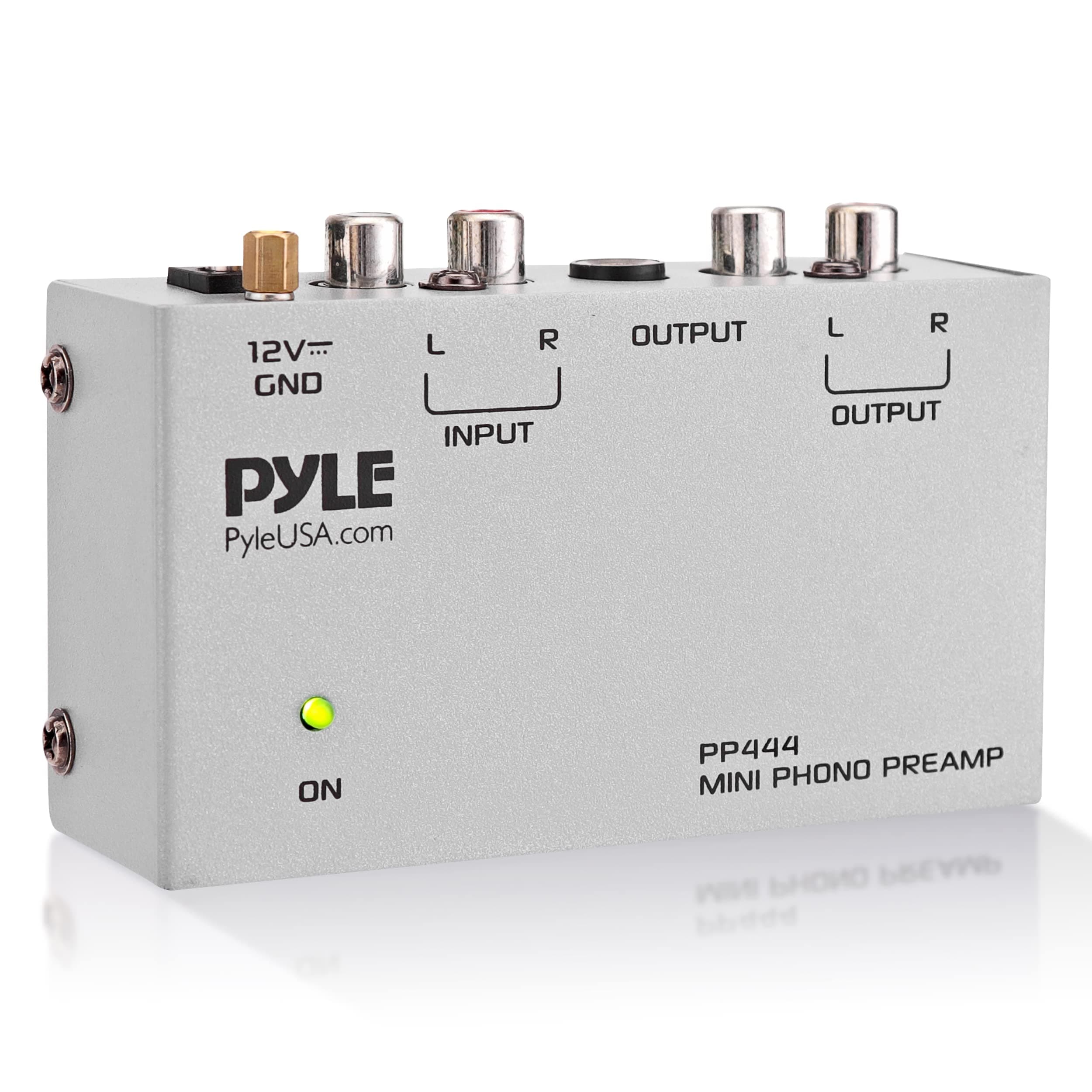 Pyle Ultra Compact Phono Preamp - Mini Turntable Preamp for Audio - Guitar, Microphone - RCA Input/Output for Record Player - Receiver - Amplifier - PP444