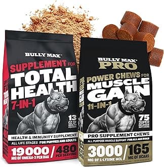 Total Health & Muscle Builder Bundle – 7-in-1 Multivitamin Powder + 11-in-1 Power Chews – Premium Nutrition for All Breeds, Puppies & Adults – Immune Support & Muscle Gain