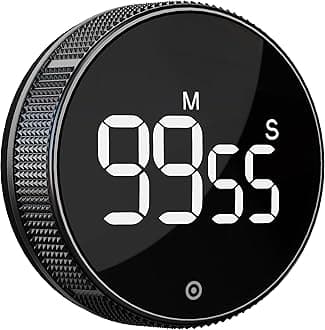 BlueSnail Kitchen Timer with LED Digital Display Smart Efficana for Home Classroom Gym Office, Volume and Brightness Adjustable Productivity Timer (Black)