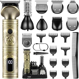 Beard Trimmer Kit for Men Rechargeable Professional,7 in 1 Cordless Hair Clipper,21Pieces Beard Grooming Kit with Hair Clippers Trimmer Foil Shaver for Face,Body,Nose,Mustache