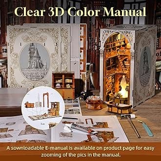 MiniCity Book Nook Kit, DIY Miniature Dollhouse Booknook Kit with Led Light and Dust Cover (Public Library)