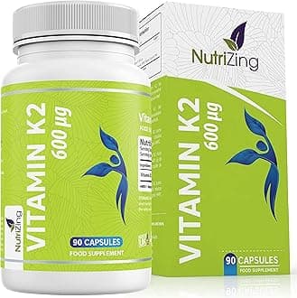 NutriZing K2 Vitamin Supplement MK-7 - High Strength 600mcg - Supports Bone & Arterial Health - 90 Vegan Capsules - Vitamin K2 for Men & Women - 3 Month Supply