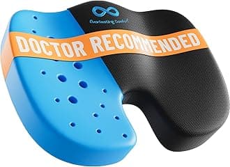 Everlasting Comfort Doctor Recommended Memory Foam Seat Cushion for Office Chairs & Car - Ergonomic Office Desk Accessories - Cushions for Tailbone Pain Relief, Sciatica (Black Airflow, Large)