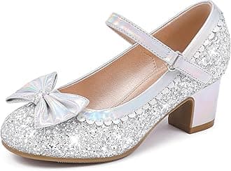 Princess Shoes High Heel Toddler Girls Dress Shoes Cute Bowknot Sparkle Mary Jane Flower Girls Wedding Birthday Party Prom for Little Big Kids