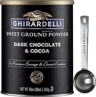 Sweet Ground Dark Chocolate & Cocoa Powder, 3 Pound Can with Ghirardelli Stamped Barista Spoon
