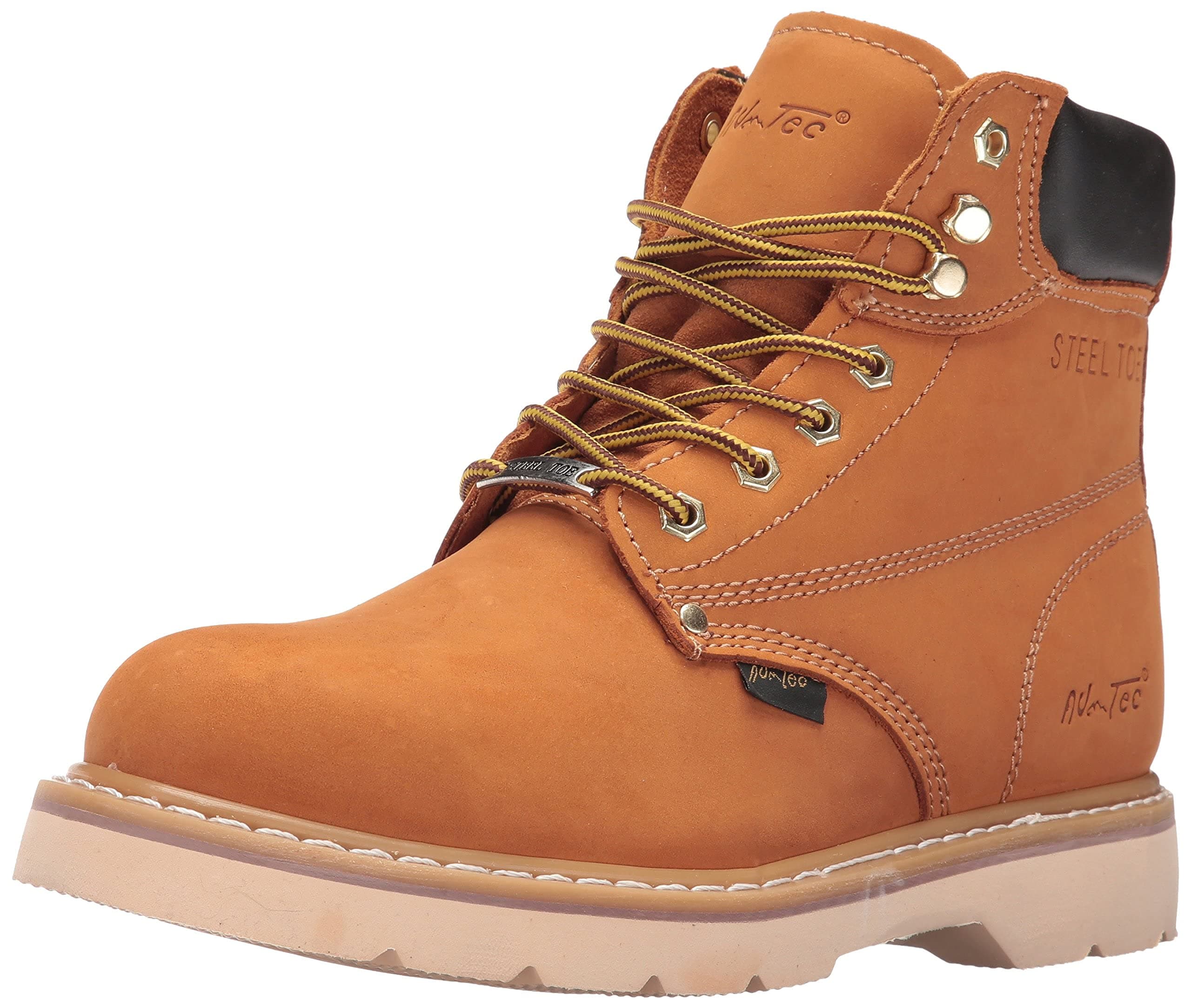Ad Tec 6in Steel Toe Nubuck Leather Work Boot for Man, Tan - Oil Resistant Mud Free Lug Sole, Tan, 9.5